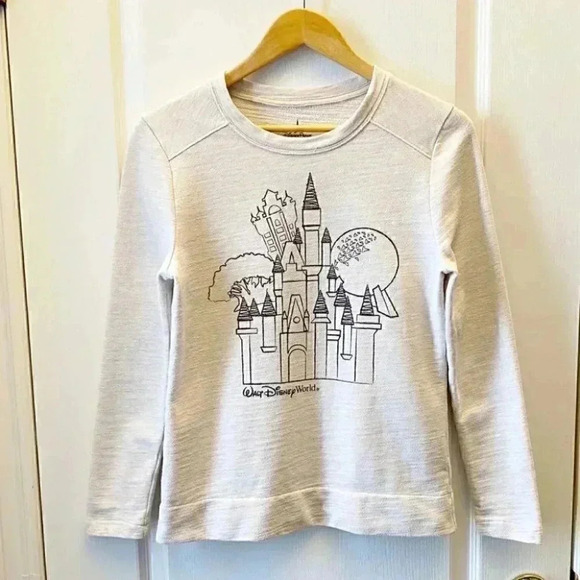 Walt Disney World Disney Parks Magic Kingdom Castle Sweatshirt Ivory Grey XS - Picture 4 of 16